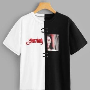 Half White Half Black Shirt